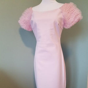 Pink Ruffle Sleeve Cocktail Dress